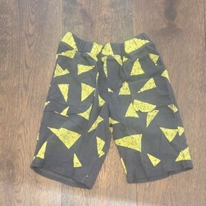 Kids Geometric Patterned Shorts - Black and Yellow